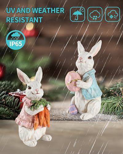 Hand-Painted Easter Bunny Figurines with Carrots