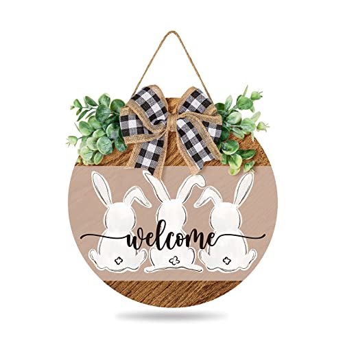 Rustic Easter Bunny Welcome Wooden Hanging Sign
