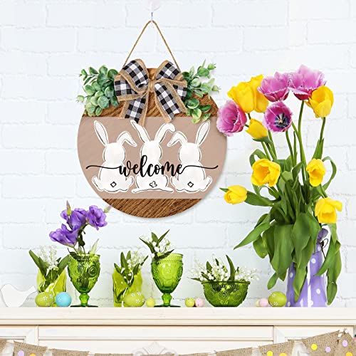 Rustic Easter Bunny Welcome Wooden Hanging Sign