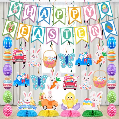 Happy Easter Banner & Bunny Garland Decorations