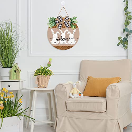 Rustic Easter Bunny Welcome Wooden Hanging Sign
