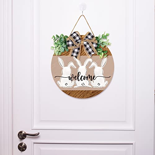 Rustic Easter Bunny Welcome Wooden Hanging Sign