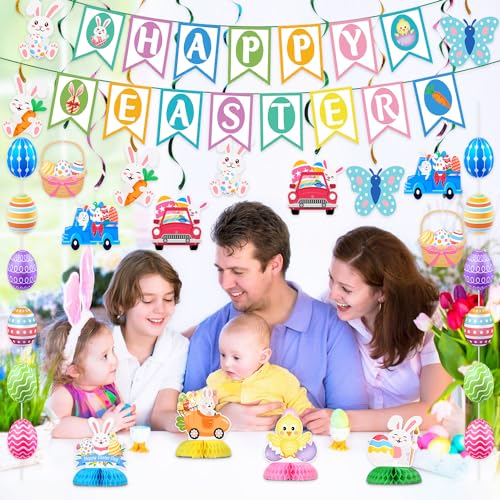 Happy Easter Banner & Bunny Garland Decorations