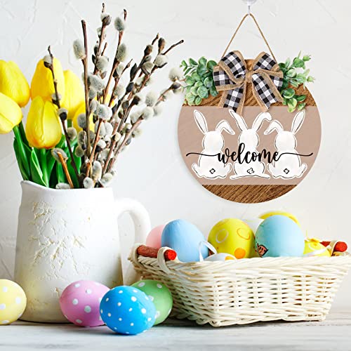 Rustic Easter Bunny Welcome Wooden Hanging Sign