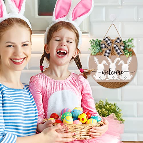 Rustic Easter Bunny Welcome Wooden Hanging Sign