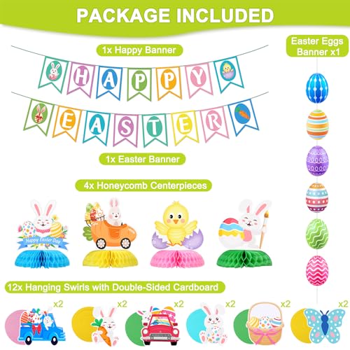 Happy Easter Banner & Bunny Garland Decorations