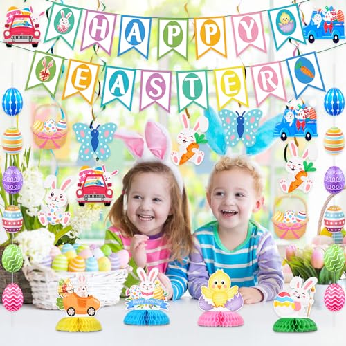 Happy Easter Banner & Bunny Garland Decorations