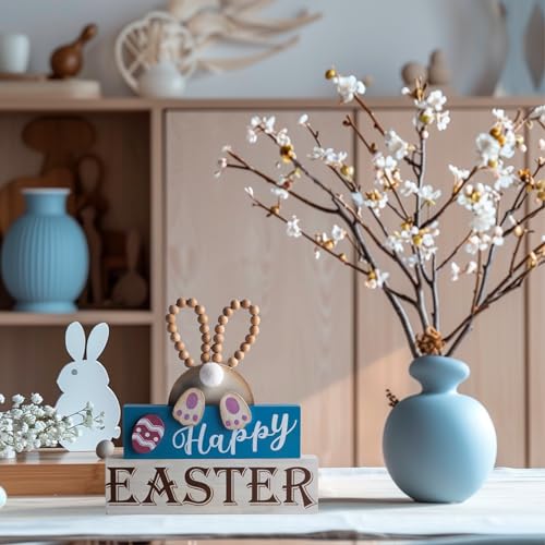 Happy Easter Wooden Bunny Sign with Beads