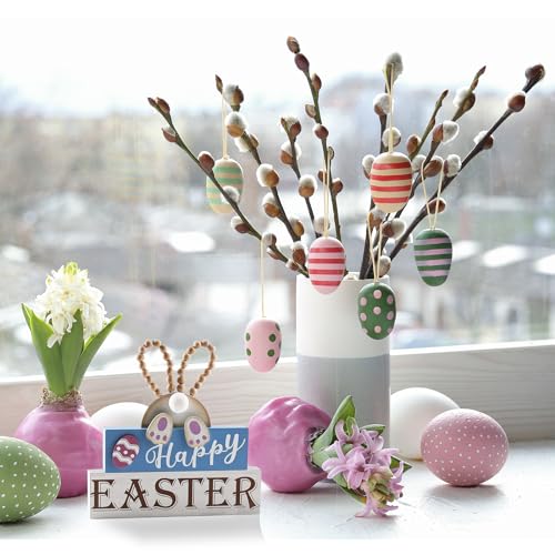Happy Easter Wooden Bunny Sign with Beads