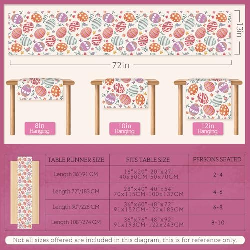 Easter Eggs Floral Table Runner for Spring Decor