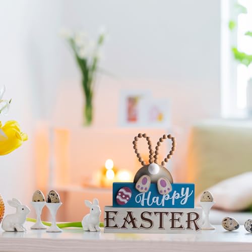 Happy Easter Wooden Bunny Sign with Beads