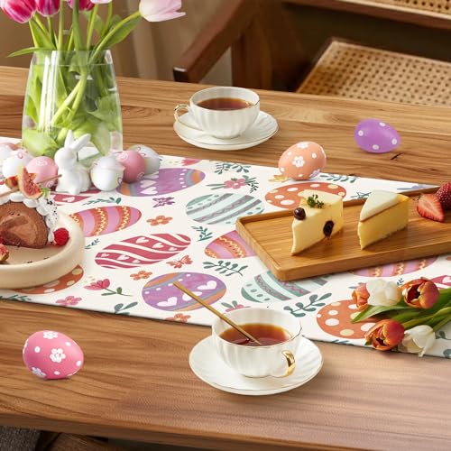 Easter Eggs Floral Table Runner for Spring Decor