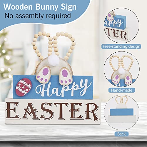 Happy Easter Wooden Bunny Sign with Beads