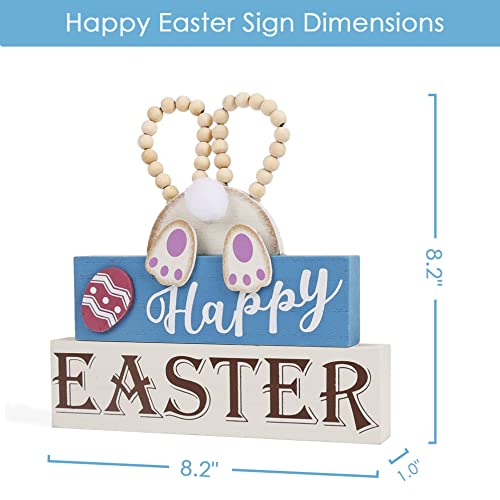 Happy Easter Wooden Bunny Sign with Beads