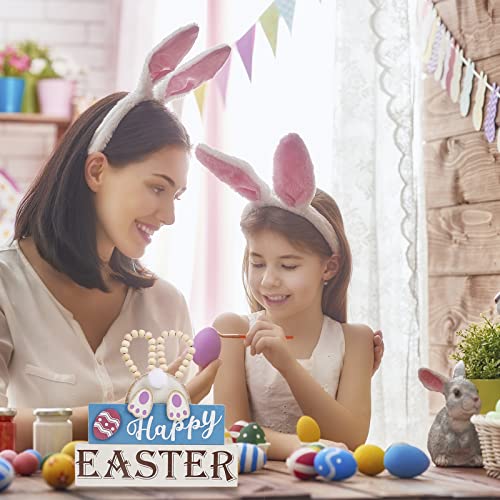Happy Easter Wooden Bunny Sign with Beads
