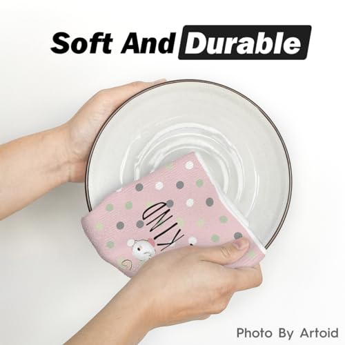 Pink Bunny Ears Floral Easter Kitchen Towels Set