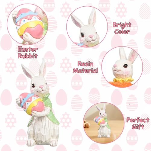 3PCS Easter Bunny Gnomes Resin Figurines Set