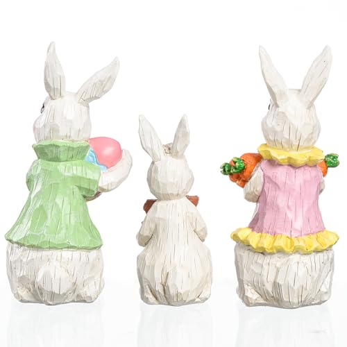 3PCS Easter Bunny Gnomes Resin Figurines Set