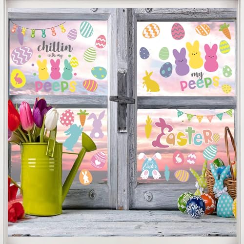 Reusable Easter Bunny Window Clings - 9 Sheets