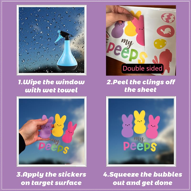 Reusable Easter Bunny Window Clings - 9 Sheets