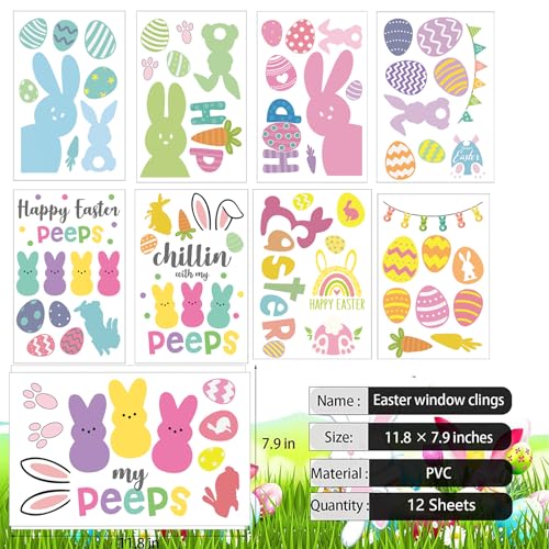 Reusable Easter Bunny Window Clings - 9 Sheets