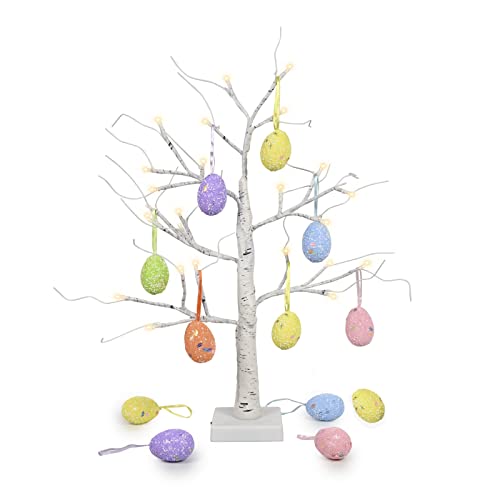 24" Pre-lit White Birch Tree with Easter Eggs
