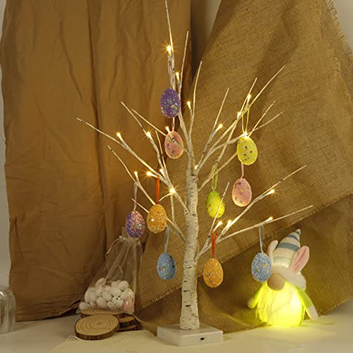 24" Pre-lit White Birch Tree with Easter Eggs
