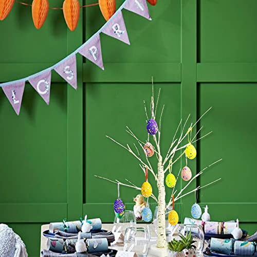 24" Pre-lit White Birch Tree with Easter Eggs
