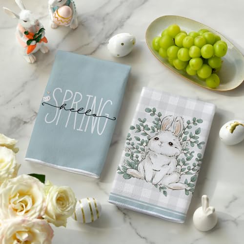 Buffalo Plaid Easter Bunny Kitchen Towel Set