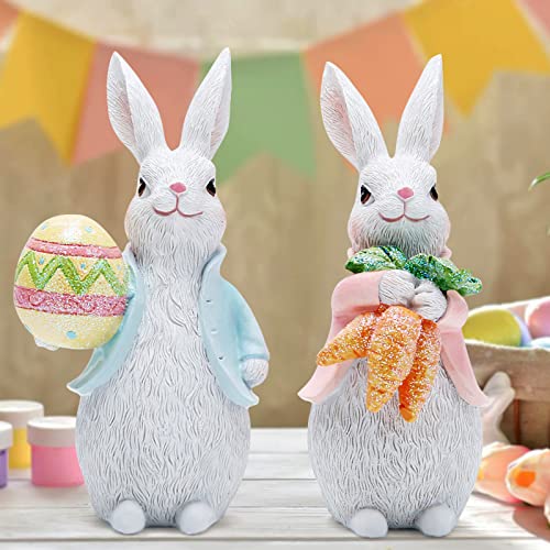 Spring Easter Bunny Figurines for Home Decor