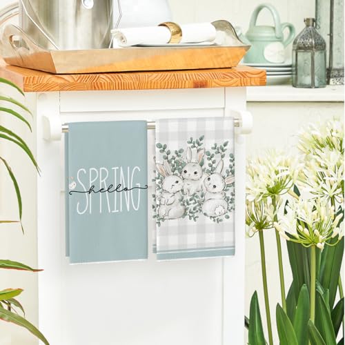 Buffalo Plaid Easter Bunny Kitchen Towel Set