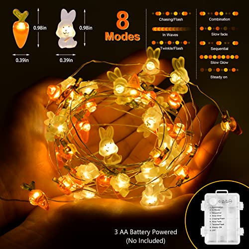 13FT Bunny Carrot String Lights - 50 LEDs