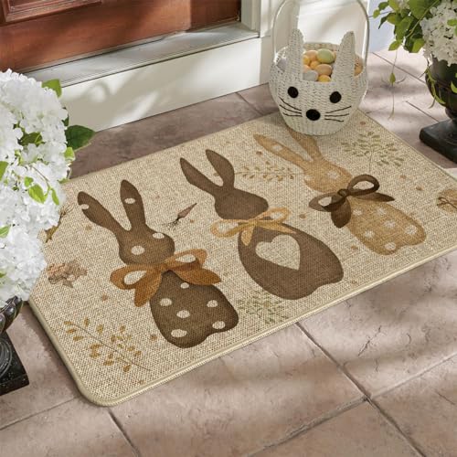 Happy Easter Rabbit Carrots Doormat - 17x29 Inch