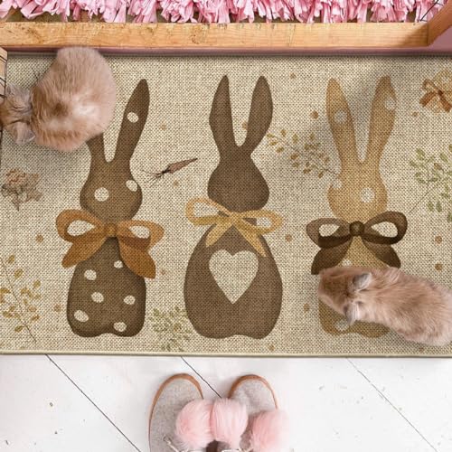 Happy Easter Rabbit Carrots Doormat - 17x29 Inch