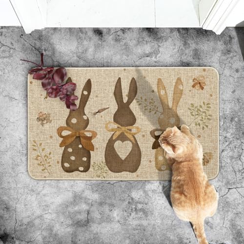 Happy Easter Rabbit Carrots Doormat - 17x29 Inch