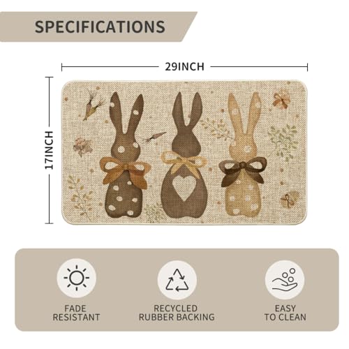 Happy Easter Rabbit Carrots Doormat - 17x29 Inch