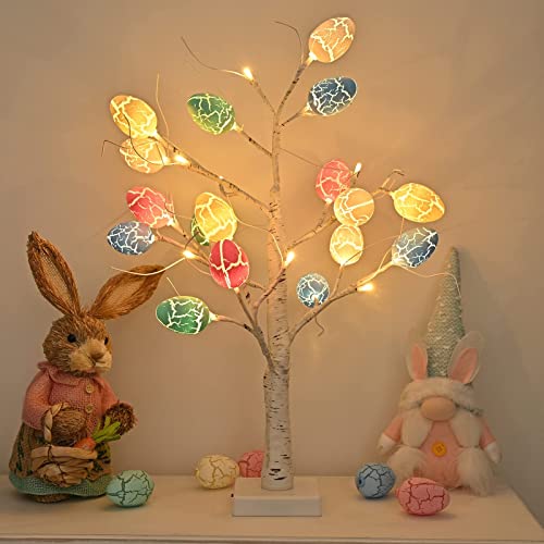 Pre-lit White Birch Tree with Easter Egg Ornaments