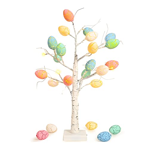 Pre-lit White Birch Tree with Easter Egg Ornaments