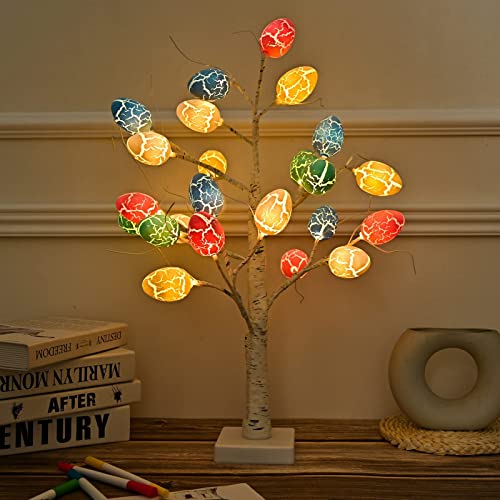Pre-lit White Birch Tree with Easter Egg Ornaments