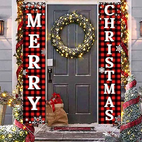 Buffalo Plaid Merry Christmas Outdoor Sign Set