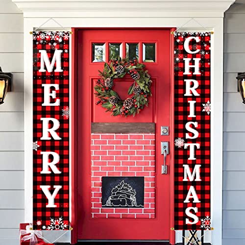 Buffalo Plaid Merry Christmas Outdoor Sign Set