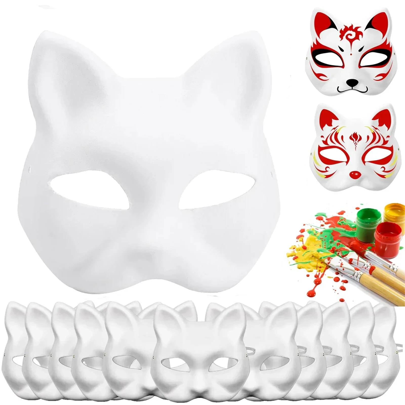 5pcs DIY Paintable Animal Masks for Halloween Decor