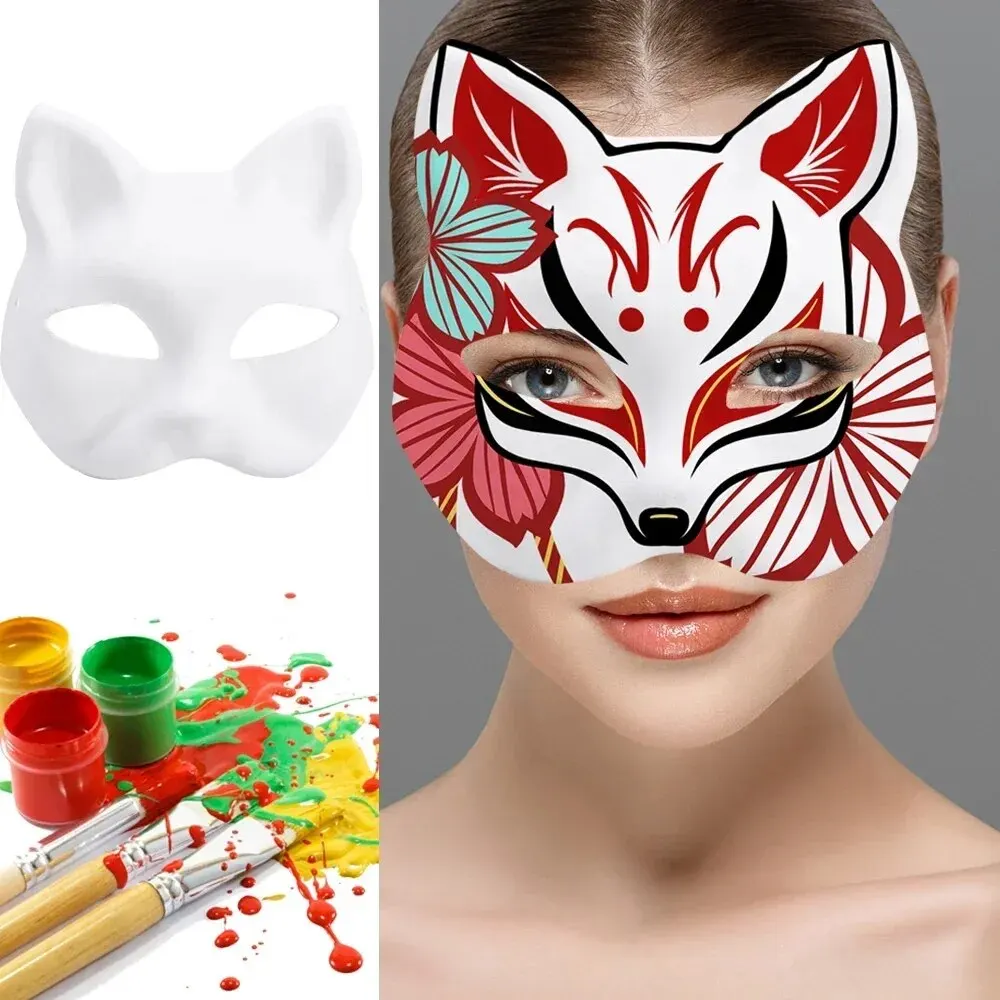 5pcs DIY Paintable Animal Masks for Halloween Decor