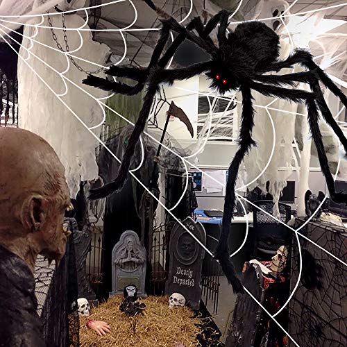 Giant Spider Web and Spider Halloween Decor