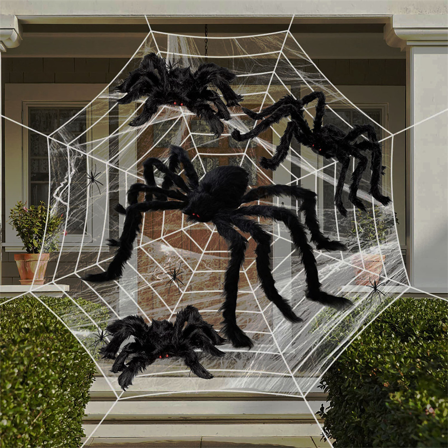 Giant Black Spider Web Halloween Decor Prop