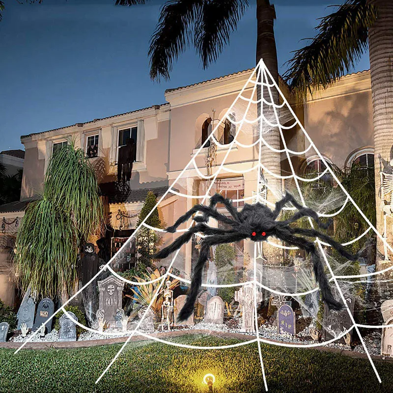 Giant Black Spider Web Halloween Decor Prop