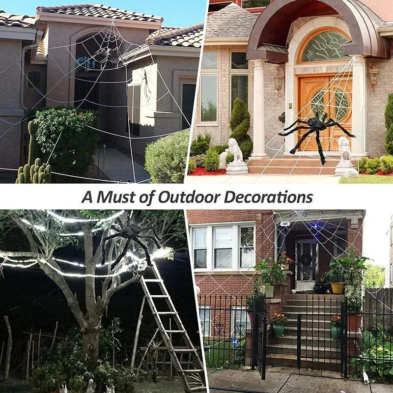 Giant Black Spider Web Halloween Decor Prop