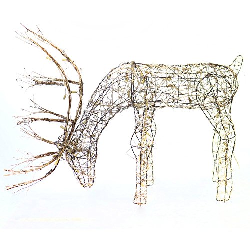 24" Outdoor Rattan Grazing Reindeer with Lights