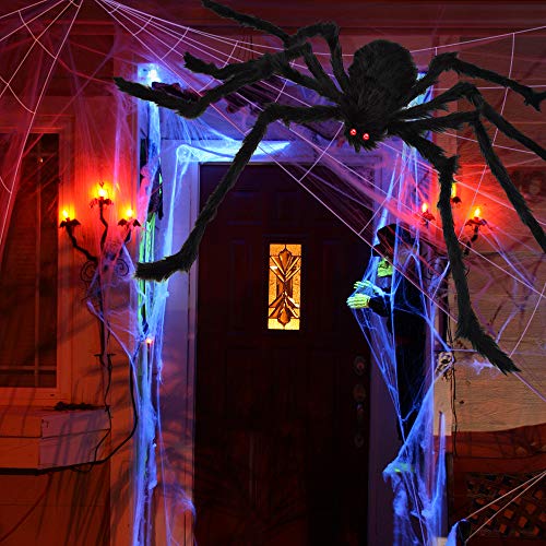Giant Spider Web and Spider Halloween Decor