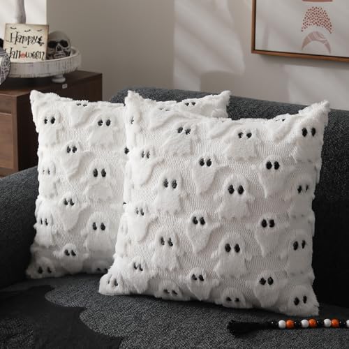 Ghost-Themed 18x18" Halloween Pillow Cover Set